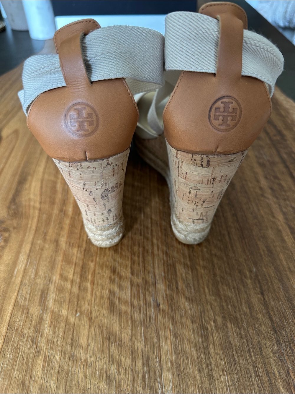 Tory Burch Tan And Cream Wedge sandal Size 9 1/2 - Picture 8 of 10